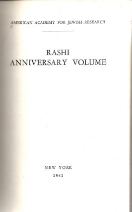 Item 10327. RASHI ANNIVERSARY VOLUME