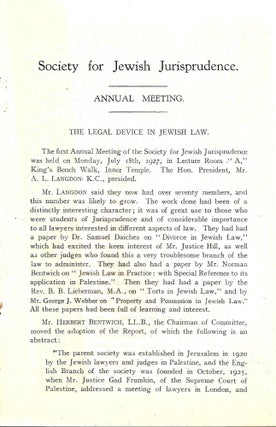 Item 10386. ANNUAL MEETING: THE LEGAL DEVICE IN JEWISH LAW