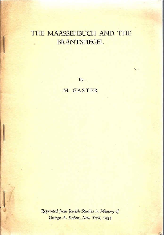 Item 10388. THE MAASSEHBUCH AND THE BRANTSPIEGEL