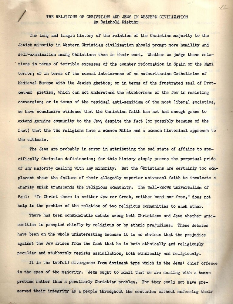 Item 10493. THE RELATIONS OF CHRISTIANS AND JEWS IN WESTERN CIVILIZATION
