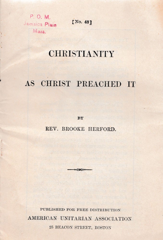 Item 10750. CHRISTIANITY AS CHRIST PREACHED IT