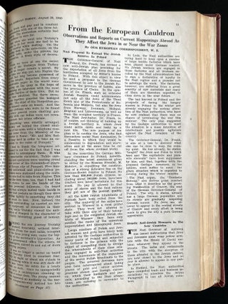 Item 44293. THE AMERICAN HEBREW. VOL. 147 NRS. 1-26. MAY 17-NOV 8, 1940. 26 ISSUES PRESENT, COMPLETE HALF YEAR.
