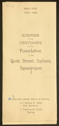 Item 54362. SOUVENIR OF THE CENENTARY OF THE FOUNDATION OF THE YORK STREET, SYDNEY SYNAGOGUE
