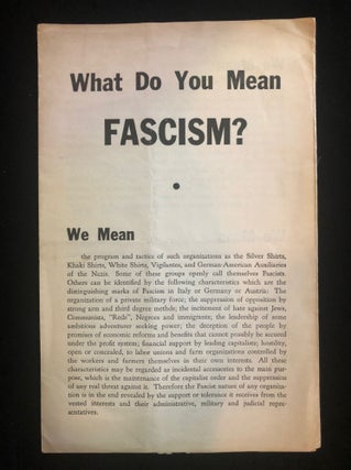 Item 54488. WHAT DO YOU MEAN FASCISM?