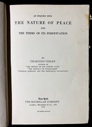 Item 243724. AN INQUIRY INTO THE NATURE OF PEACE AND THE TERMS OF ITS PERPETUATION