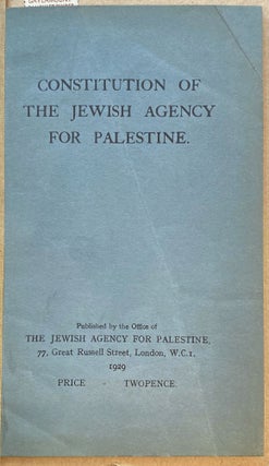 Item 265329. CONSTITUTION OF THE JEWISH AGENCY FOR PALESTINE.