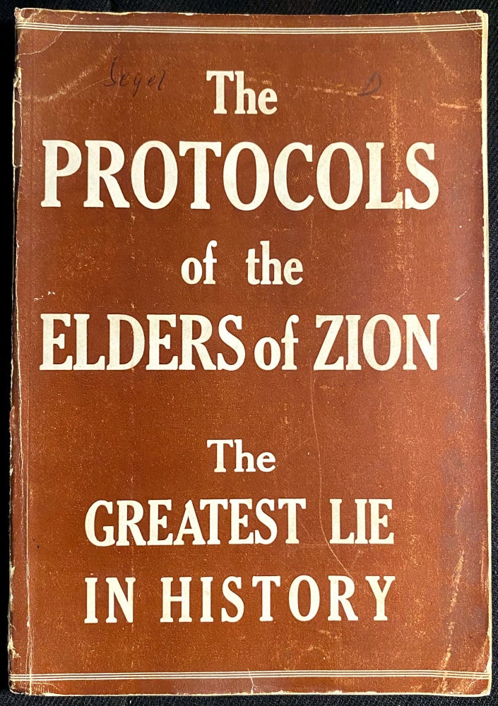 Item 265500. THE PROTOCOLS OF THE ELDERS OF ZION, THE GREATEST LIE IN HISTORY
