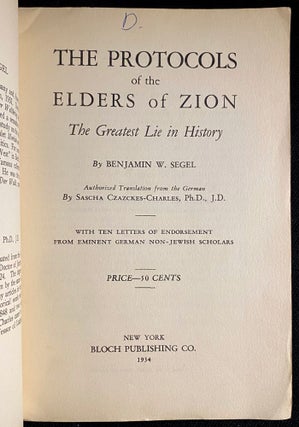 Item 265500. THE PROTOCOLS OF THE ELDERS OF ZION, THE GREATEST LIE IN HISTORY