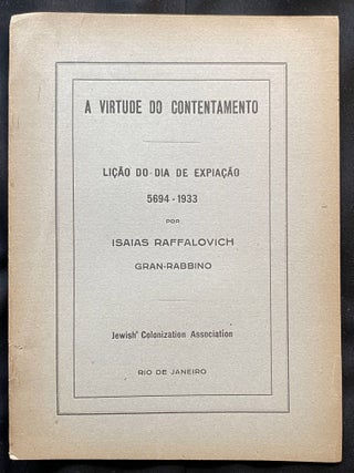 Item 265773. A VIRTUDE DO CONTENTAMENTO: LIÇÃO DO DIA DA EXPIAÇÃO 5694-1933