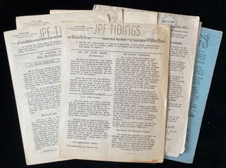 Item 266073. JPF TIDINGS. THE NEWS-LETTER OF THE JEWISH PEACE FELLOWSHIP–AN ORGANIZATION OF JEWISH PACIFISTS. VOL I, NRS 2, 3, & 4 [OCT 1942, FEB 1943, JUNE 1943]; VOL. IV, NRS 1 & 2 [SEPT & NOV. 1947. [5 ISSUES TOTAL]
