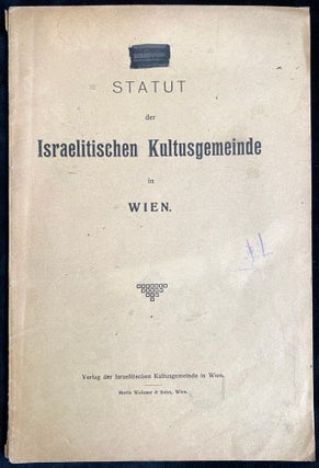 Item 266097. STATUT DER ISRAELITISCHEN KULTUSGEMEINDE IN WIEN [1920, WITH VOTING RULES INSERT]