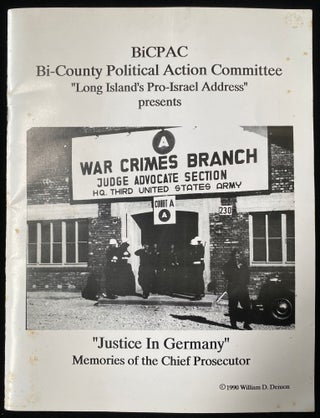 Item 267002. "JUSTICE IN GERMANY" : MEMORIES OF THE CHIEF PROSECUTOR