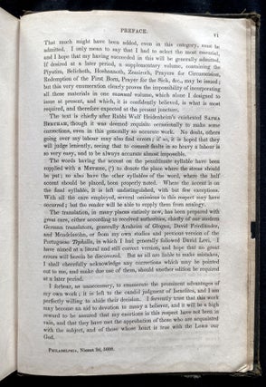 Item 267073. THE BOOK OF DAILY PRAYERS FOR EVERY DAY IN THE YEAR: ACCORDING TO THE CUSTOM OF THE GERMAN AND POLISH JEWS. SIDUR DIVRE TSADIKIM : KOLEL SEDER HA-TEFILOT MI-KOL HA-SHANAH KE-MINHAG K.K. ASHKENAZ U-POLIN. HUGAH VE-NE’ETAK LI-LESHON ANGLIA ME-ITI YITSHAK BEN URI N. ELI’EZER
