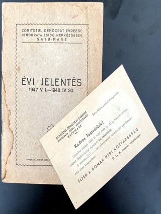 &Eacute;VI JELENT&Eacute;S. 1947 V 1 &ndash; 1948 IV 30. Unrecorded Jewish Communist Post-war.