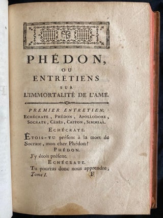 Item 280825. PHÉDON, OU ENTRETIENS SUR LA SPIRITUALITÉ ET L’IMMORTALITÉ DE L’AME.