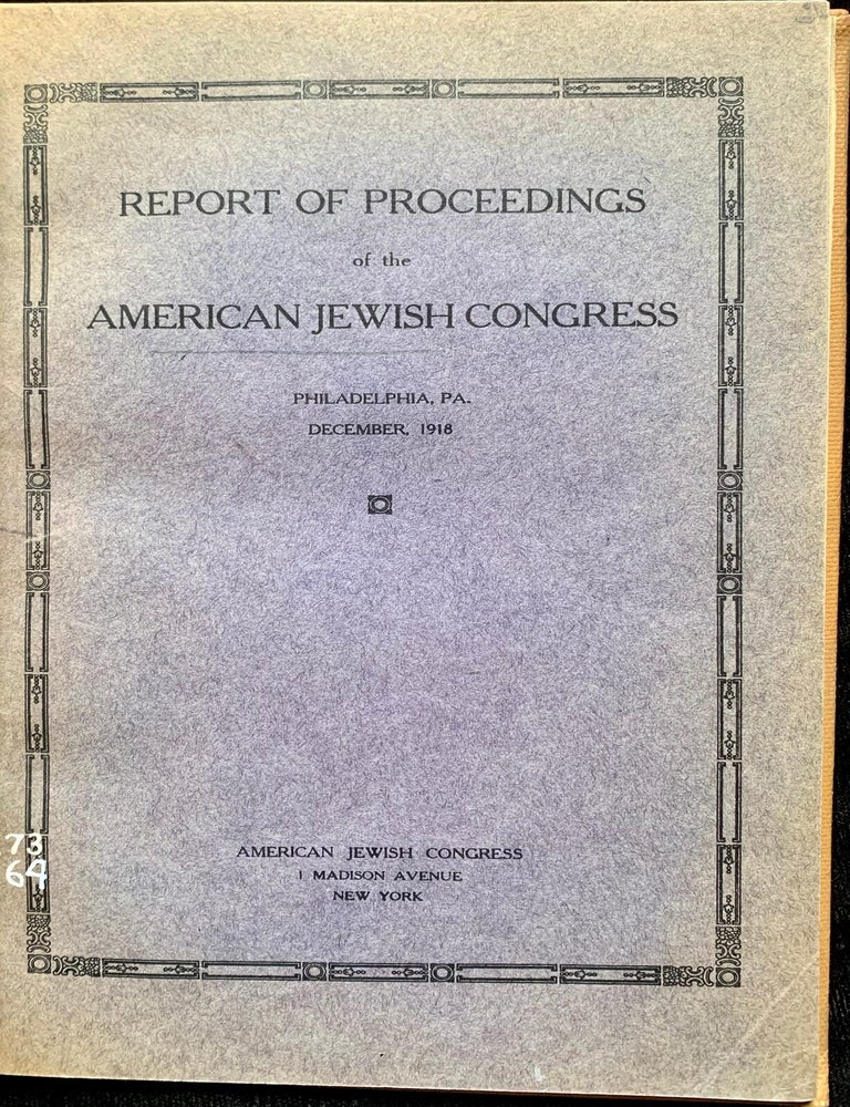 Item 281623. REPORT OF PROCEEDINGS OF THE AMERICAN JEWISH CONGRESS.