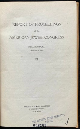 Item 281623. REPORT OF PROCEEDINGS OF THE AMERICAN JEWISH CONGRESS.