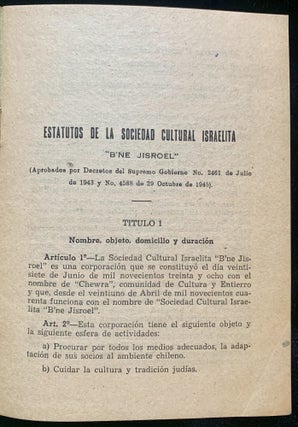 Item 281664. ESTATUTOS DE LA SOCIEDAD CULTURAL ISRAELITA “B'NE JISROEL”