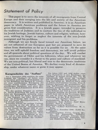 Item 281683. AUFBAU ALMANAC: THE IMMIGRANT&rsquo;S HANDBOOK. 1941/5701