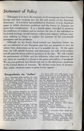 Item 281683. AUFBAU ALMANAC: THE IMMIGRANT’S HANDBOOK. 1941/5701