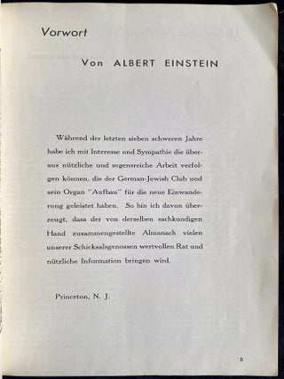 Item 281683. AUFBAU ALMANAC: THE IMMIGRANT&rsquo;S HANDBOOK. 1941/5701