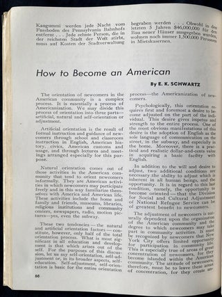 Item 281683. AUFBAU ALMANAC: THE IMMIGRANT&rsquo;S HANDBOOK. 1941/5701
