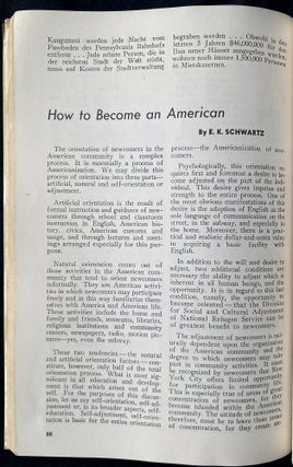 Item 281683. AUFBAU ALMANAC: THE IMMIGRANT’S HANDBOOK. 1941/5701