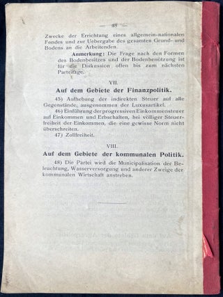Item 281684. BERICHT DES ZENTRALEN KOMITEES DER "J&Uuml;DISCHEN SOZIALISTISCHEN ARBEITERPARTEI" ZUM INTERNATIONALEN SOZIALISTISCHEN ARBEITER-KONGRESS IN STUTTGART 1907: &Uuml;BER DIE ENTWICKLUNG UND T&Auml;TIGKEIT DIESER PARTEI