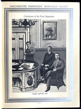 Item 281693. YUBILEY ZSHURNAL: AROYSGEGEBEN TSUM 25 YEHRIGEN YUBILE'UM FUN DI AMSHTSHENOVER IND. BENEVOLENT SOSAYETI. [COVER TITLE]: 25TH ANNIVERSARY AMSCHENOVER INDEPENDENT BENEVOLENT SOCIETY, 1916-1941.