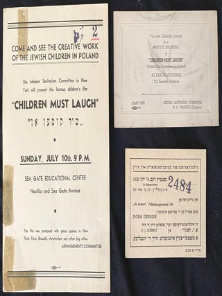Item 281701. [LARGE ARCHIVE: 1937-1939 INTERNATIONAL DISTRIBUTION OF THE POLISH-YIDDISH FILM, &ldquo;MIR KUMEN ON,&rdquo; BY ALEKSANDER FORD, ON THE CHILDREN OF THE BUND&rsquo;S MEDEM SANITORIUM IN POLAND]