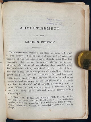 Item 281734. THE TWENTY-FOUR BOOKS OF THE HOLY SCRIPTURES, CAREFULLY TRANSLATED ACCORDING TO THE MASSORETIC TEXT, AFTER THE BEST JEWISH AUTHORITIES. TORAH, NEVI'IM VE-KHETUVIM.