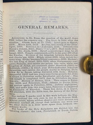 Item 281734. THE TWENTY-FOUR BOOKS OF THE HOLY SCRIPTURES, CAREFULLY TRANSLATED ACCORDING TO THE MASSORETIC TEXT, AFTER THE BEST JEWISH AUTHORITIES. TORAH, NEVI'IM VE-KHETUVIM.