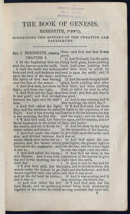 Item 281734. THE TWENTY-FOUR BOOKS OF THE HOLY SCRIPTURES, CAREFULLY TRANSLATED ACCORDING TO THE MASSORETIC TEXT, AFTER THE BEST JEWISH AUTHORITIES. TORAH, NEVI'IM VE-KHETUVIM.