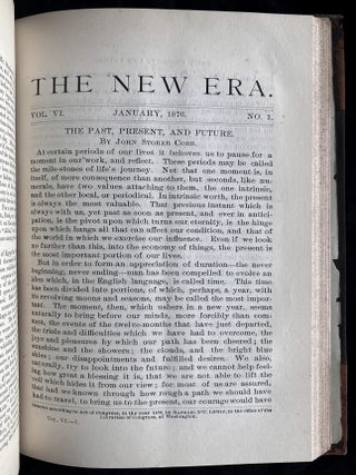 Item 281736. THE NEW ERA: A MONTHLY PERIODICAL, DEVOTED TO THE INTERESTS OF RELIGION AND HUMANITY AND TO THE DIFFUSION OF KNOWLEDGE ON JUDAISM AND JEWISH LITERATURE. VOL III: NRS 7 (July 1873), 9 (Sept 1873), 10 (Oct 1873), 11 (Nov 1873), & 12 (Dec 1873) VOL VI: NRS 1 (JAN 1876) & 2 (FEB 1876). [7 ISSUES FROM 2 VOLUMES]