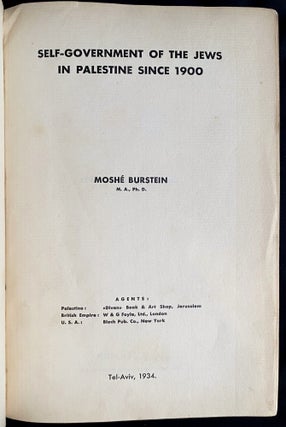 Item 281790. SELF-GOVERNMENT OF THE JEWS IN PALESTINE SINCE 1900